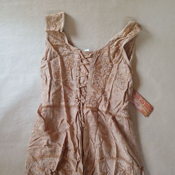 Scully Ladies Lace-Up Front Beige Sleeveless Midi Dress Size XXL HC118-BEI - Picture 6 of 11